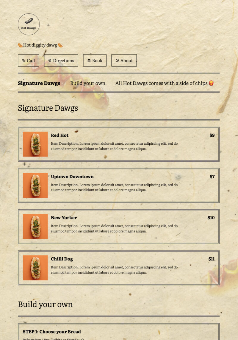 Free Hot Dog Food Truck Menu Template Menuzen